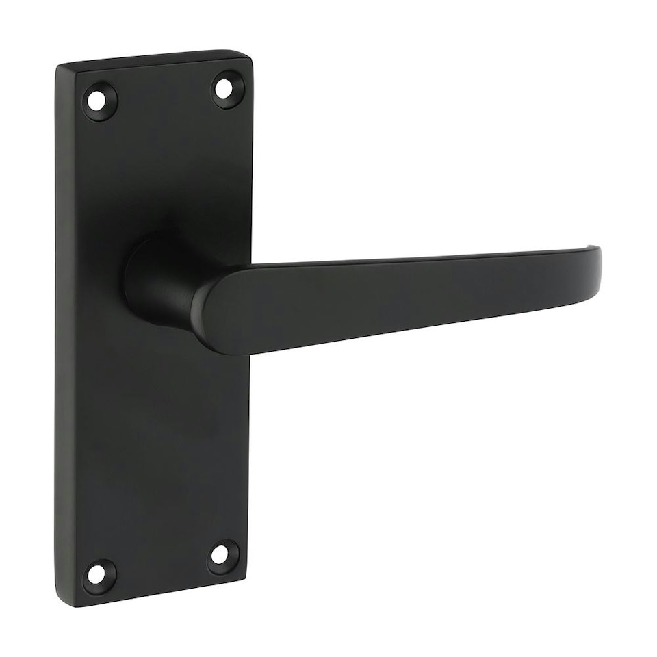 image 1 of Timco - Victorian Straight Latch Handles - Matt Black (Size 114 x 42 - 2 Pieces) Black