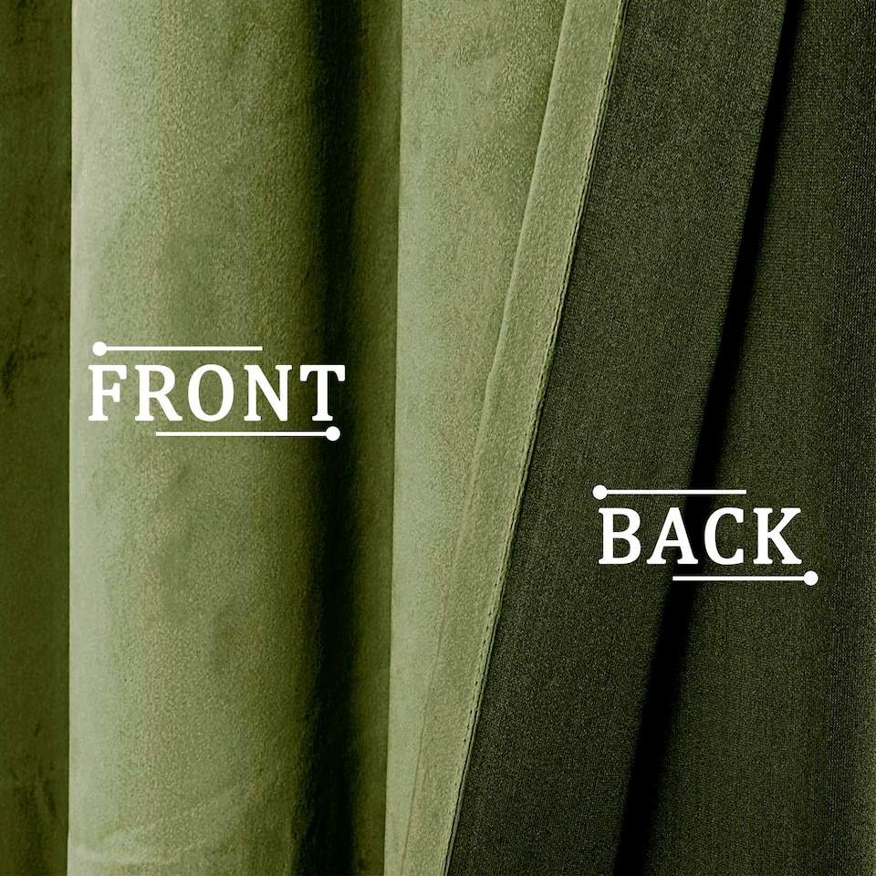 image 1 of Olive Green Velvet Blackout Eyelet Curtains - 46x54 Inch Drop - Pair Green
