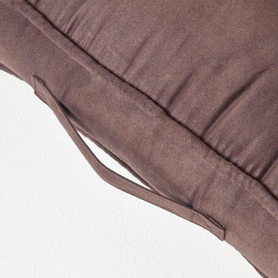 image 1 of Homescapes Chocolate Brown Faux Suede Armchair Booster Cushion | Brown | Chocolate | 50cm x 50cm x 10cm (20" x 20" x 4")