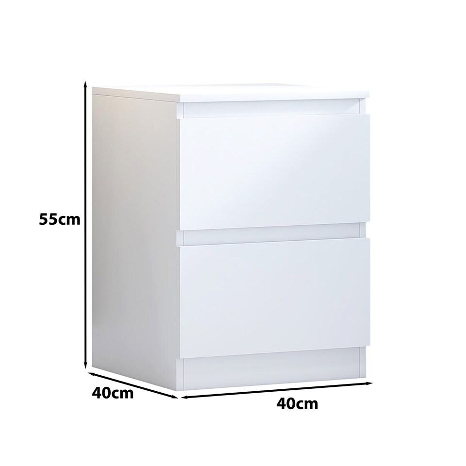 image 1 of Fairfield Minimalist Large Chest of Drawers 2 Draw In Matt White | White | White | 1