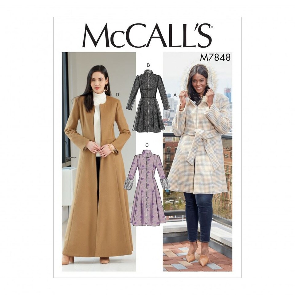 image 1 of McCall's 7848 Paper Sewing Pattern – Women’s Coats & Belts, Size B5 (8–10–12–14–16), Intermediate