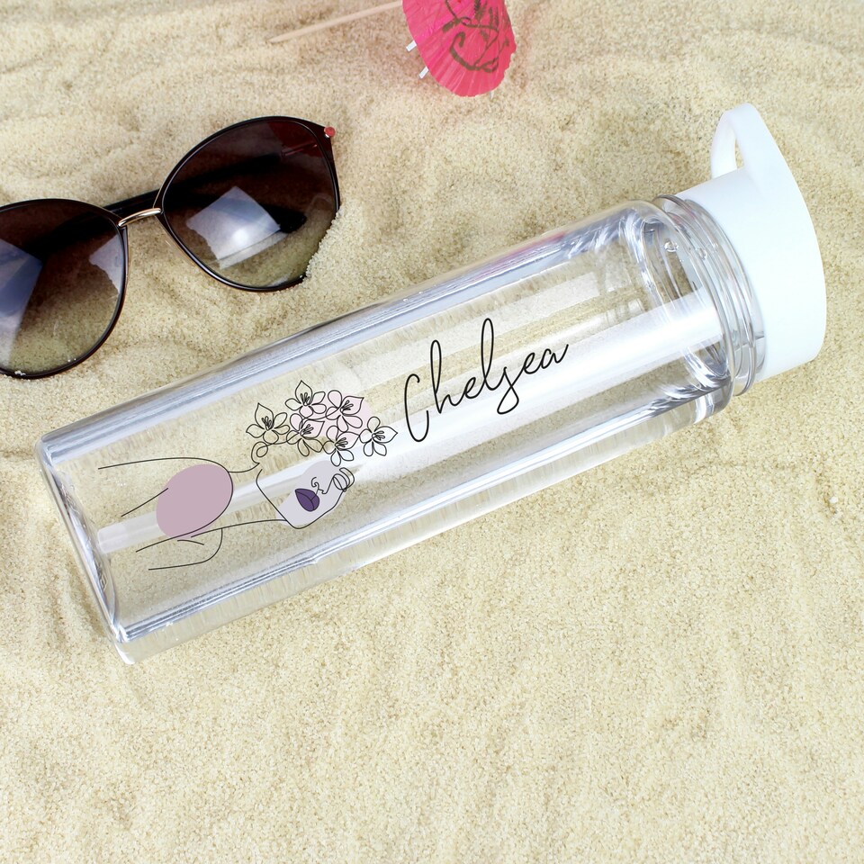 image 1 of Personalised Natalia Line Art Water Bottle Clear | One Size