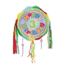 Happy 3rd Birthday Holographic Pull String Pinata