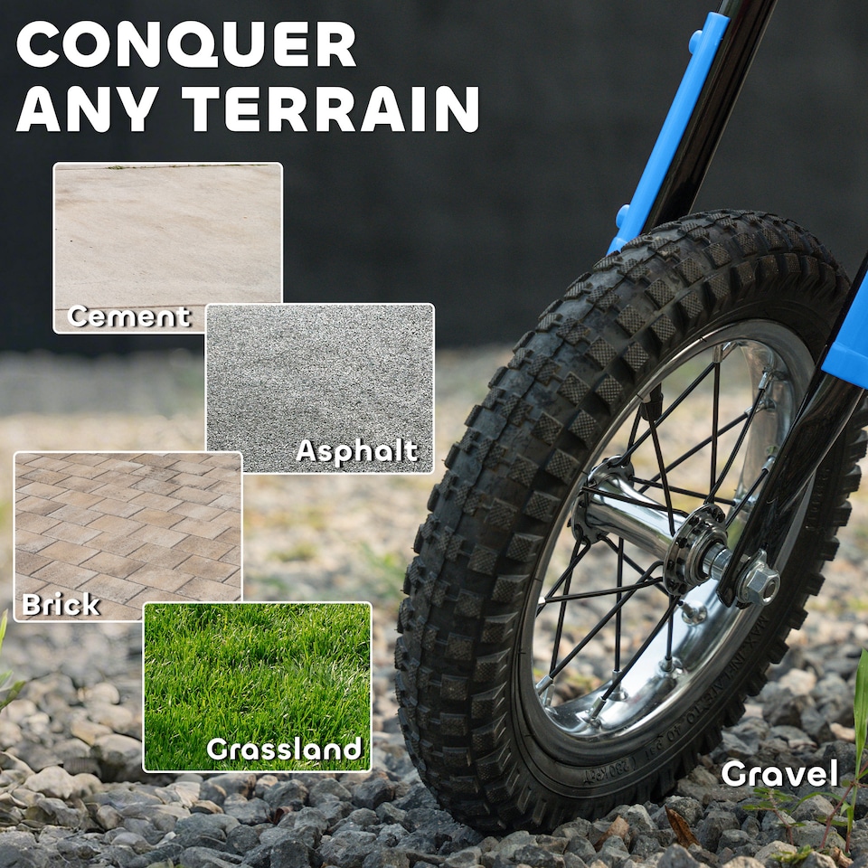 image 1 of AIYAPLAY Kids Electric Motorbike, 24V Battery Powered Dirt Bike with 250W Motor, 6-16km/h, 7AH Batteries, 12" Inflatable Tires and Rear Suspension, Ride On Motorcycle for 8-12 Years Old | Blue