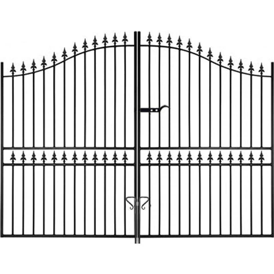 image 1 of Corfe Premium Spear Top Tall Bow Top Double Estate Gate - Steel - Fits Gap 2134 mm x 2083 mm High - Electro Galv./Black Black