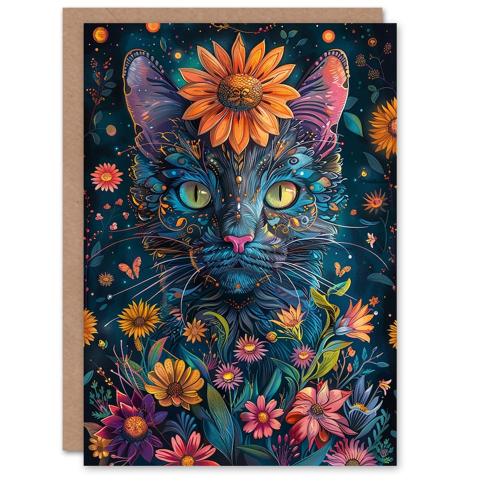 image 1 of Garden Queen Cat Lover Floral Design Woman Her Birthday Card