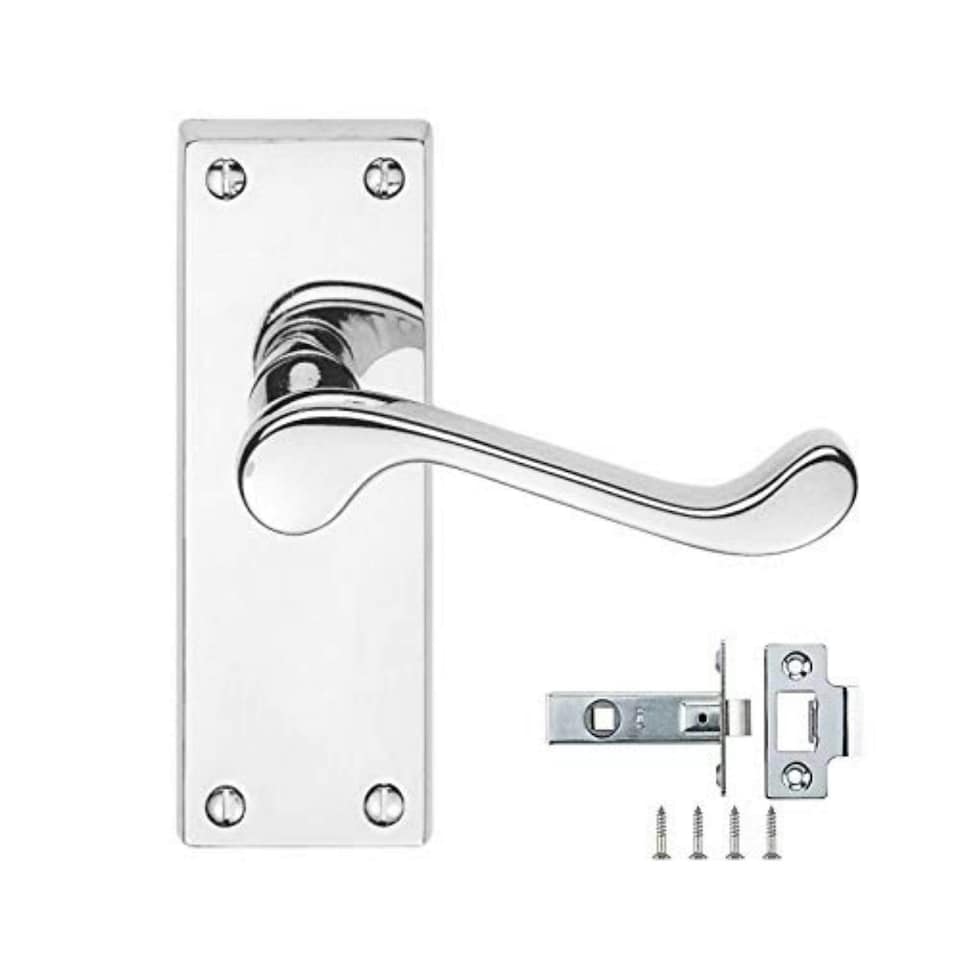 Golden Grace 6 Sets Victorian Design Scroll Door Handles Latch in Polished Chrome Finish with Latches Pack Chrome