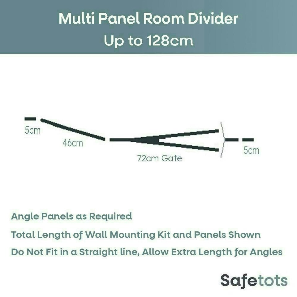 image 1 of Safetots Premium Extra Tall Room Divider, up to 128cm Wide, White, 105cm Tall, Multi Panel Flexible Room Barrier, Room Divider with Door for Baby White