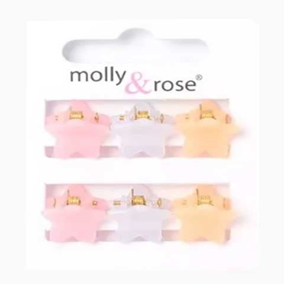 Molly And Rose Card Of 6 Star Mini Clamps 8206 1 cm | Multi | 6