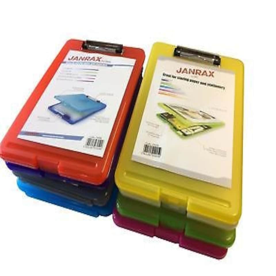 image 1 of Pack of 8 Assorted Colour A4 Clipboard Box Files
