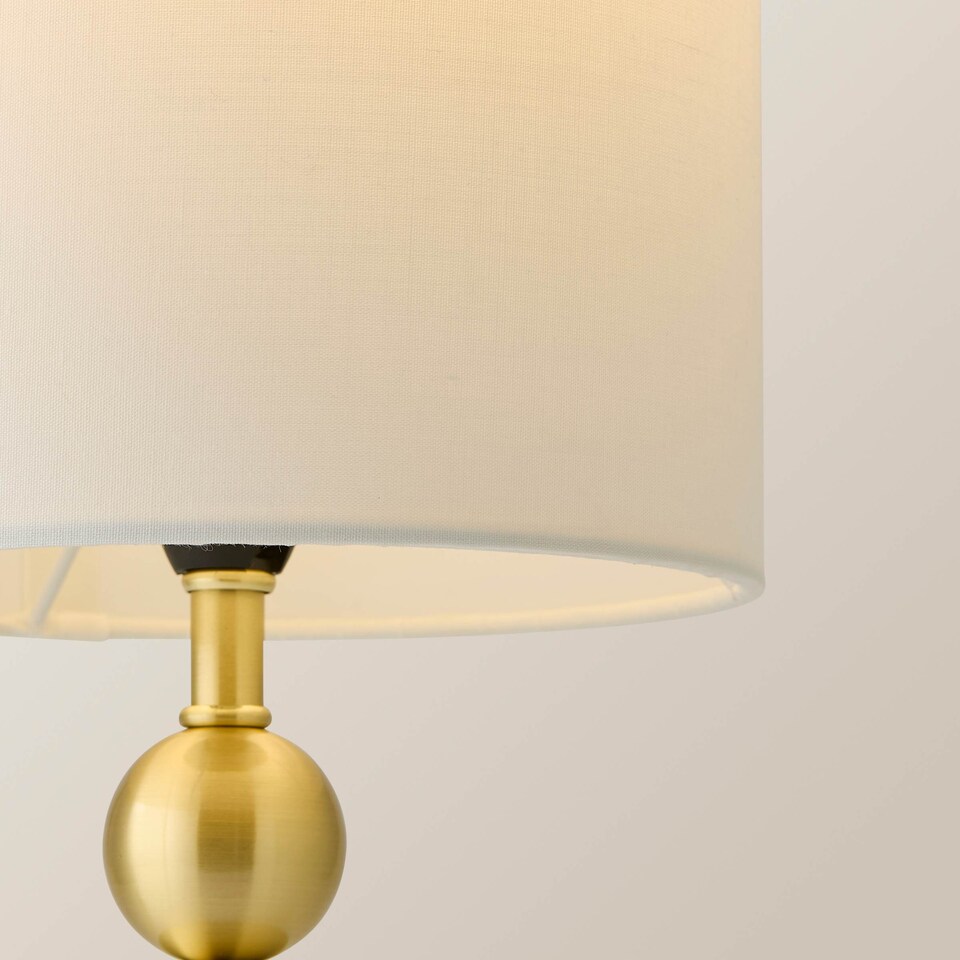 image 1 of ValueLights Marissa Brushed Gold Stacked Ball Table Lamp Light and Bulb