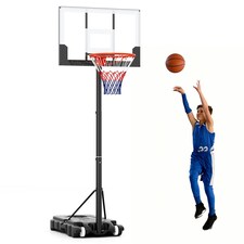 COSTWAY Kids Basketball Hoop 3.3-7 FT Adjustable Basketball Goal System-Black