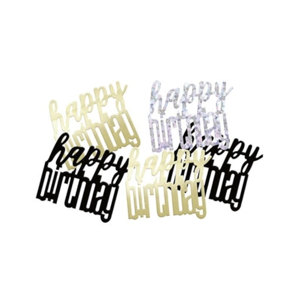 Black Glitz Happy Birthday Holographic Assorted Table Confetti 14g