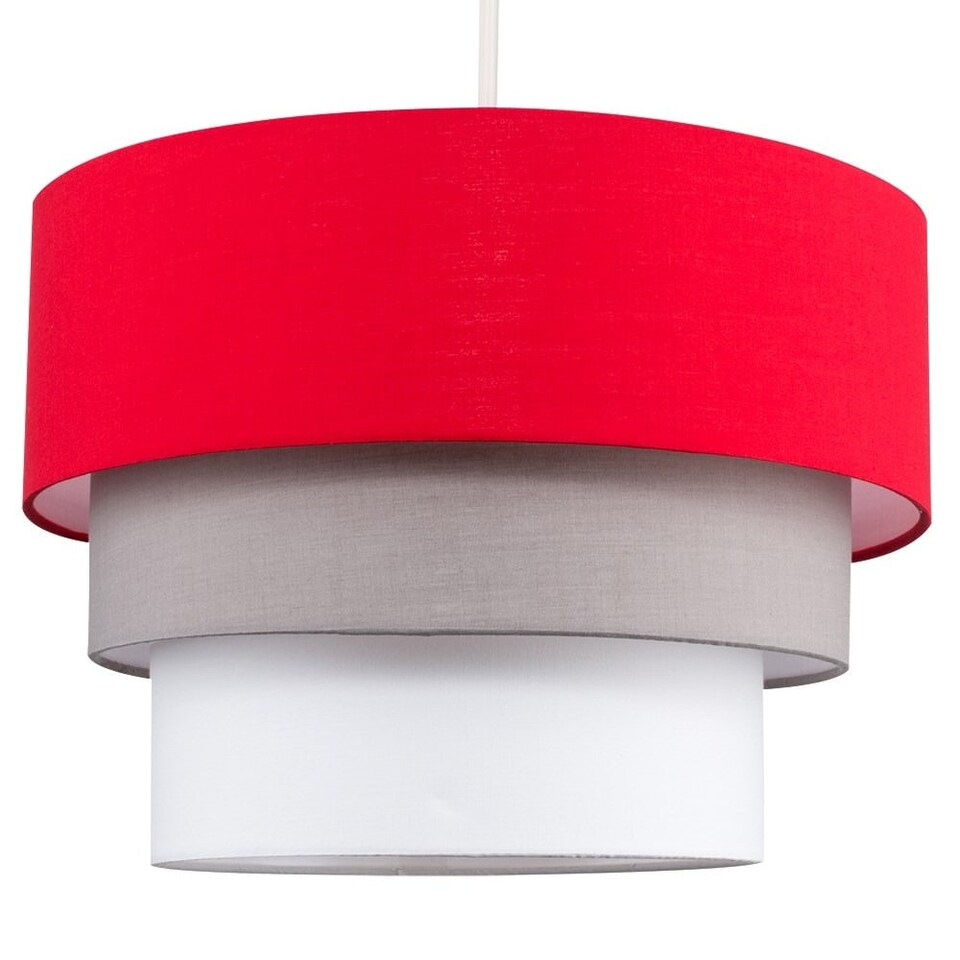 image 1 of ValueLights Aztec 3 Tier Red Fabric Ceiling Light Shade Red