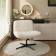 image 2 of Yaheetech Upholstered Swivel Desk Chair with No Arms Ivory White | Ivory