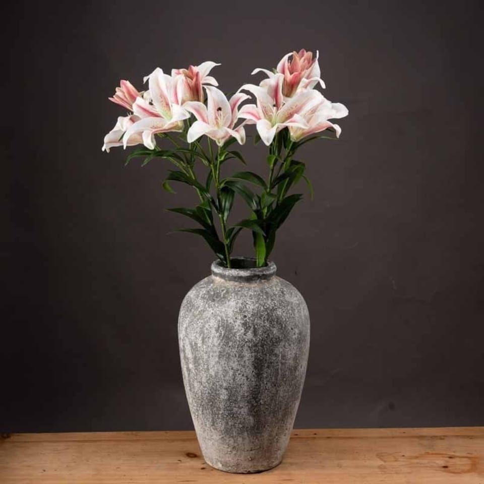 image 1 of Stargazer Lily Artificial Flower - L23 x W23 x H90 cm - Pink/White