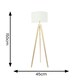 image 3 of ValueLights Jackson Natural Wood Tripod Floor Lamp with White Fabric Lamp Shade | White