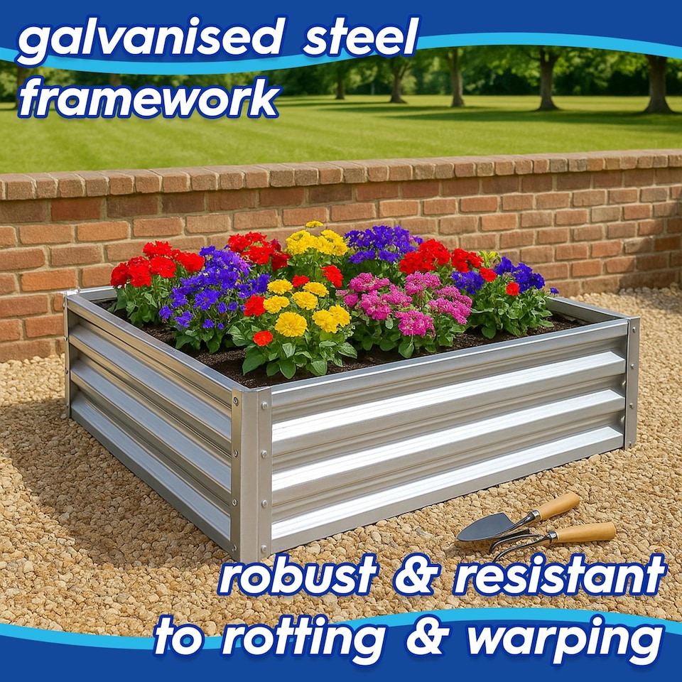 image 1 of Harbour Housewares Square Galvanised Steel Raised Garden Beds - 60cm x 60cm - Green - Pack of 2