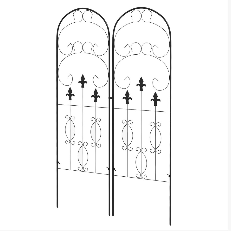 image 1 of Outsunny Set of 2 Metal Trellis for Climbing Plants, Scrolls Design, 45 x 150cm