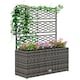 image 1 of Outsunny Garden PE Rattan Planter Box  Trellis Flower Raised Bed, 57x30x107cm