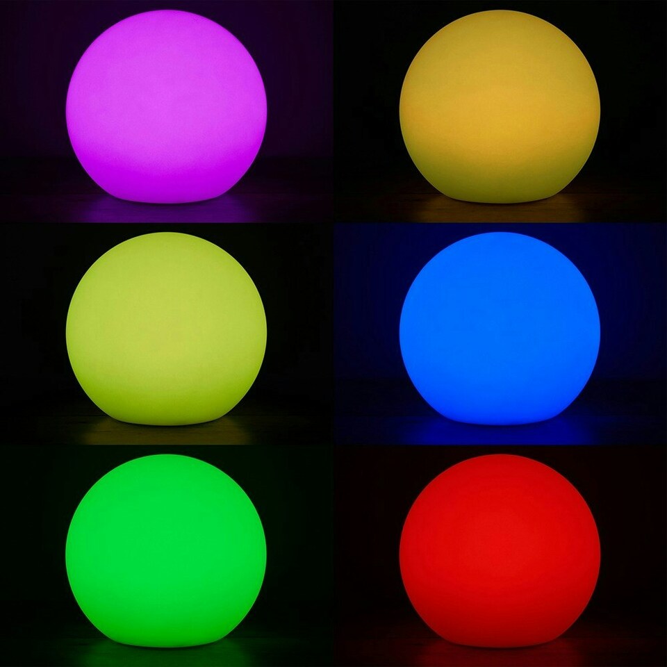 image 1 of ValueLights Set of 2 Toka White Small Outdoor Ball Lights With Dimmable Rechargeable Battery