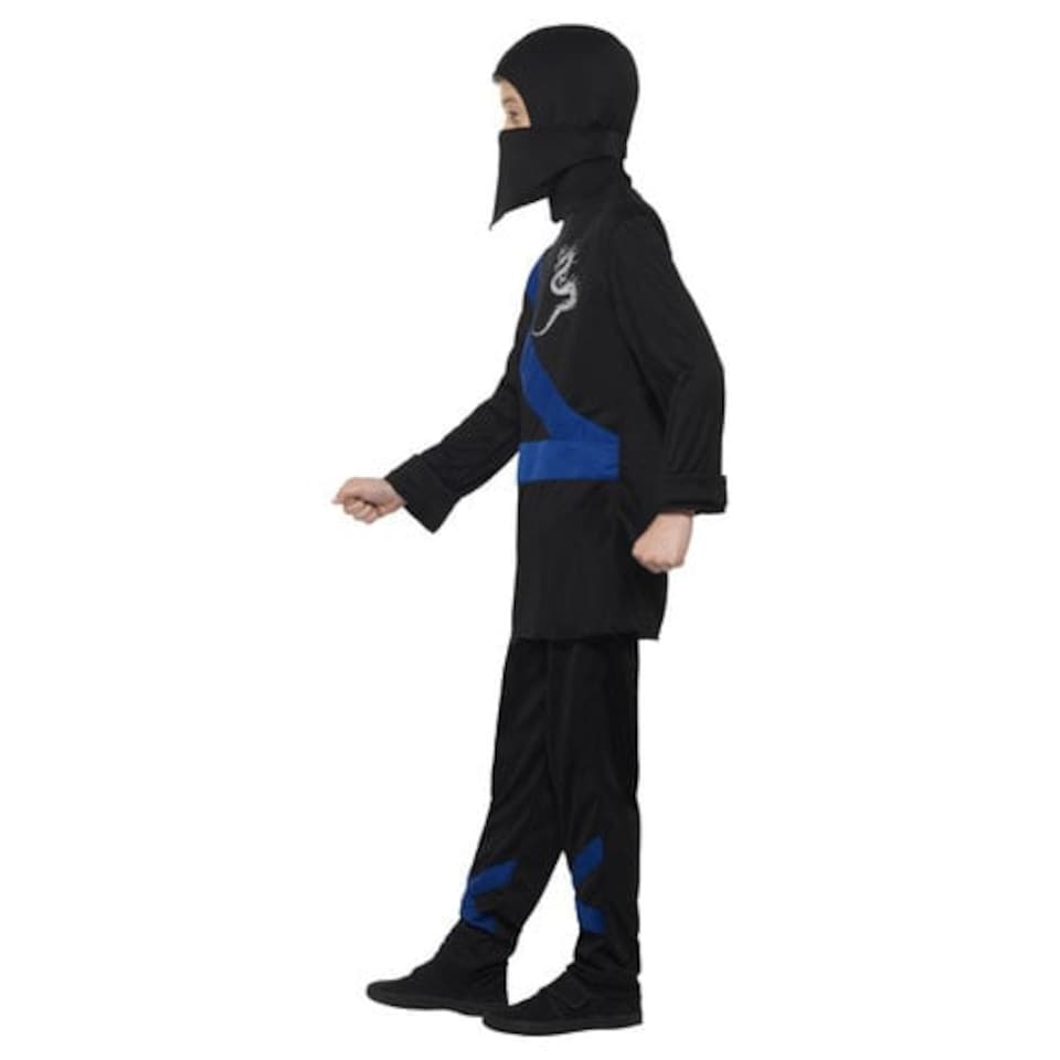 image 1 of Ninja Assassin Black & Blue Fancy Dress Costume Kids Unisex Small - Age 4-6