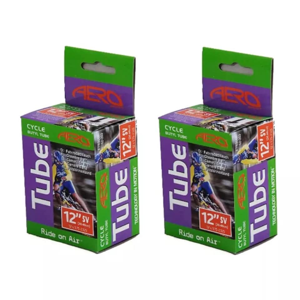 image 1 of Aero Sport Set x 2 Butyl 12" x 1.75/2.125 Inner Tube Schrader Valve 47/62-203