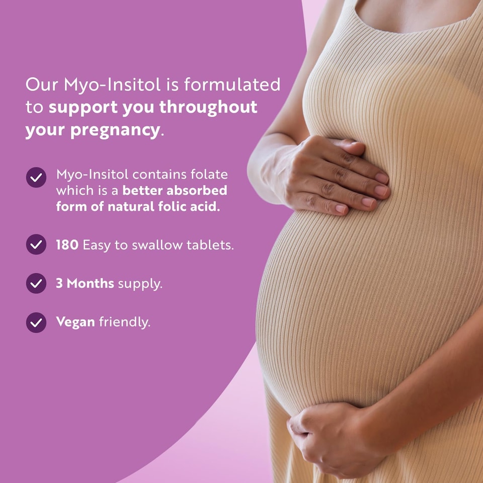 image 1 of Nutravita Myo-Inositol Tablets with Folic Acid, Vitamin B6, B12, Maca and Chromium - PCOS Supplement - Prenatal Vitamins for Women - 180 Vegan Tablets