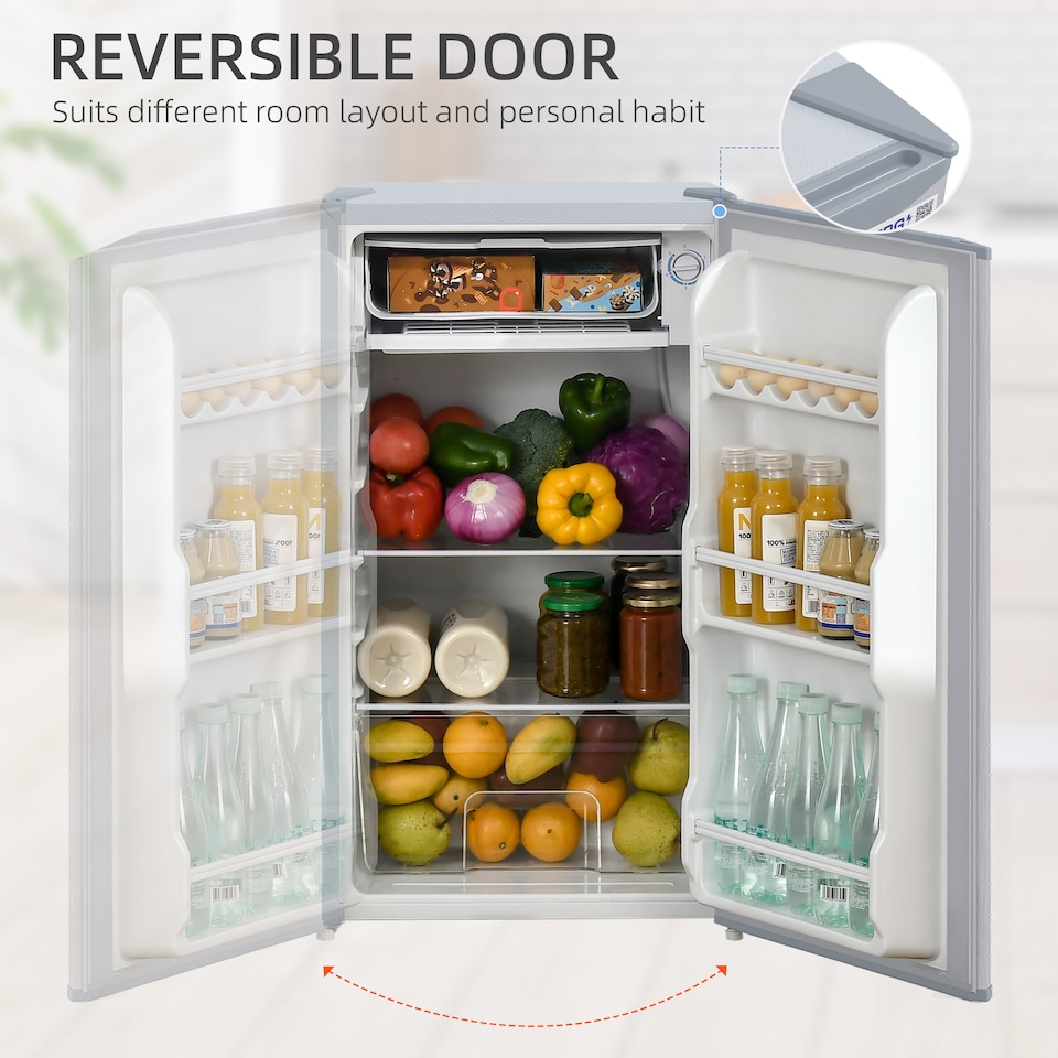 image 1 of HOMCOM 91L Freestanding Under Counter Fridge Grey