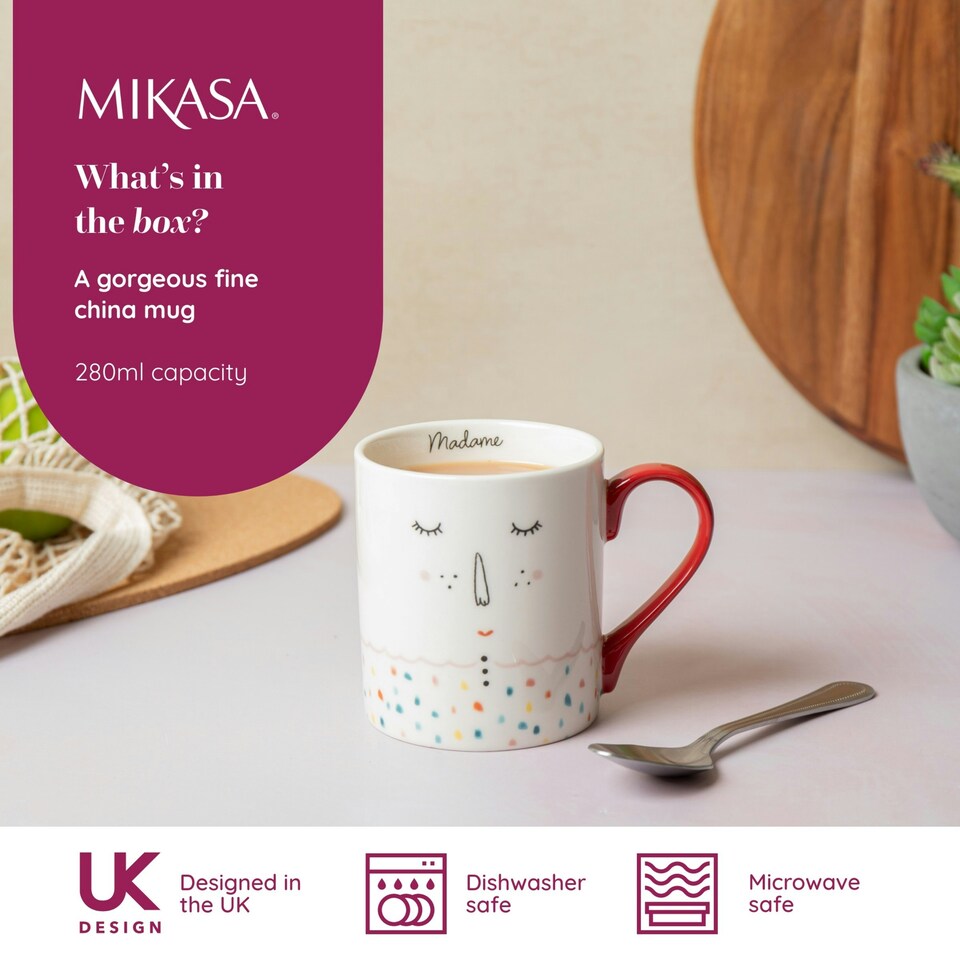 image 1 of Mikasa Monsieur Straight-Sided Porcelain Mug, 280ml | White