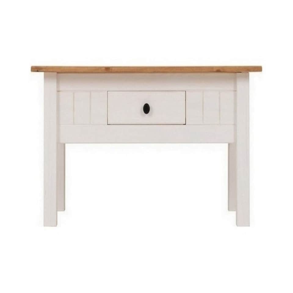 image 1 of Panama 1 Drawer Coffee Table - L60 x W100 x H44 cm - White/Natural Wax White