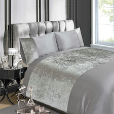Velvet Polycotton Duvet Cover Set with Pillowcase Silver | Double