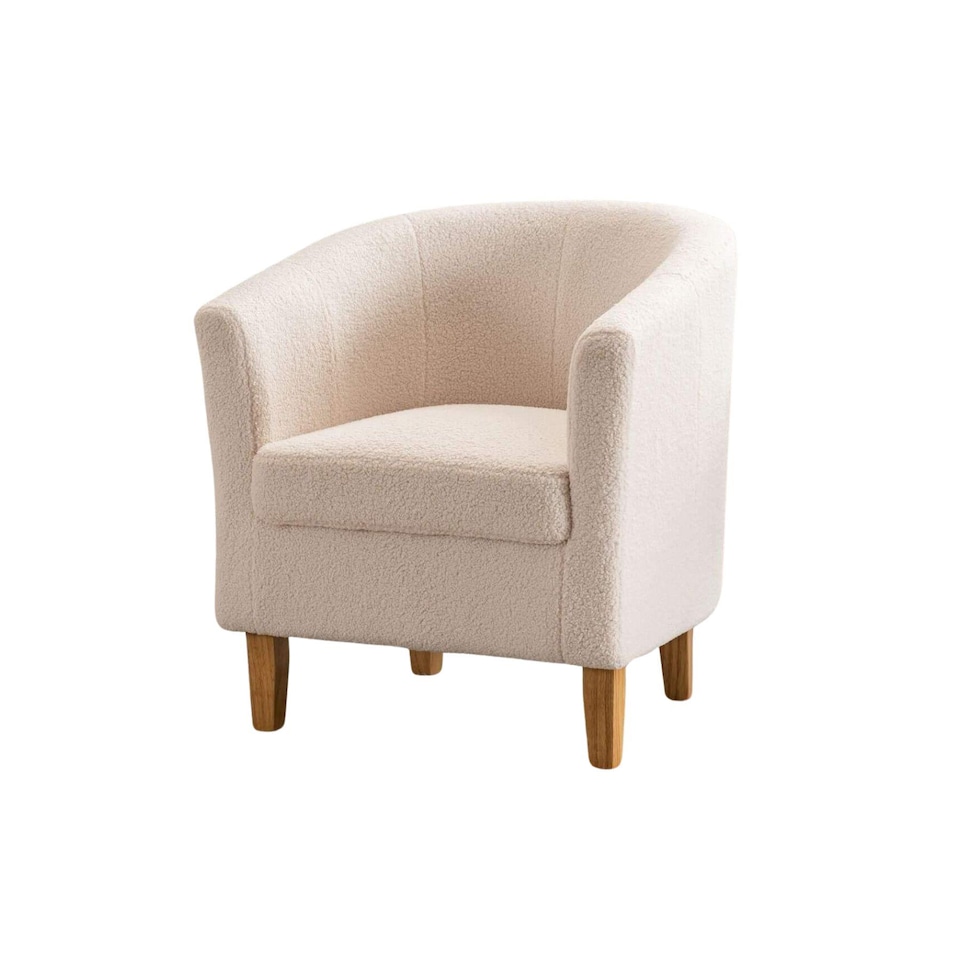 image 1 of Fabric Tub Chair Colour Range Wooden Legs Armchair Living Room Modern Office | Cream