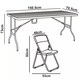 image 8 of 5Ft Rattan Effect Garden Folding Table and Chairs Garden Set - Black | Black | 7