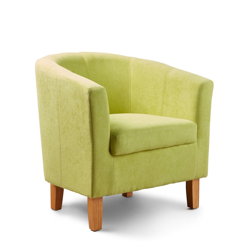 image 1 of Fabric Tub Chair Colour Range Wooden Legs Armchair Living Room Modern Office | Green