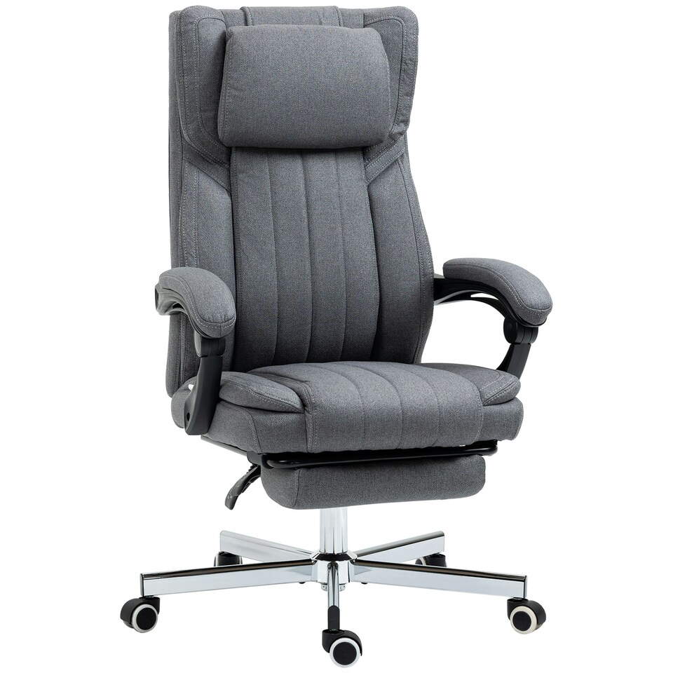 image 1 of HOMCOM Executive Office Chair Reclining Office Chair with Headrest Dark Grey