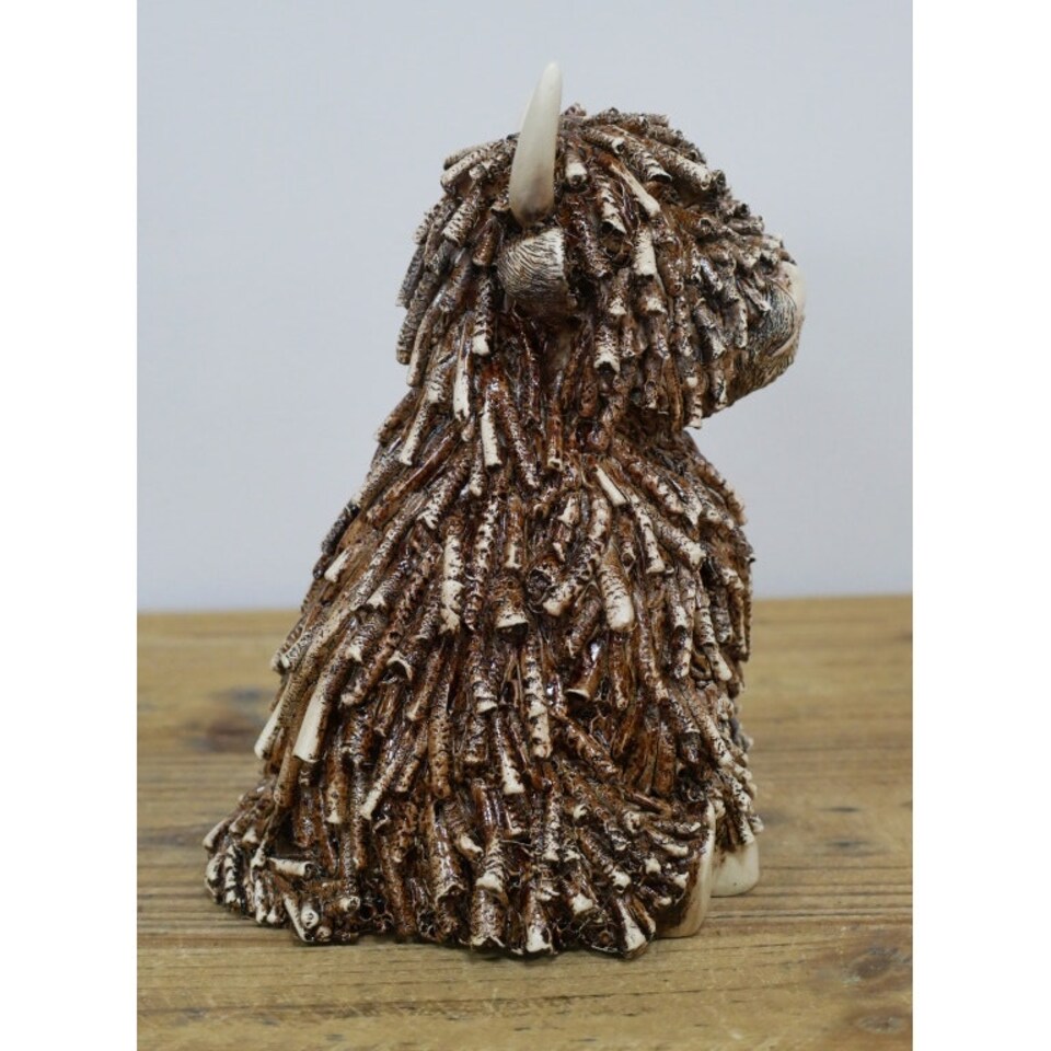 image 1 of Highland Cow Twig Sitting Ornament 18cm Brown