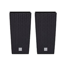 RATO Large Square Flower Pot - 50x26x26cm | Black | Black & Set of 2 | 2