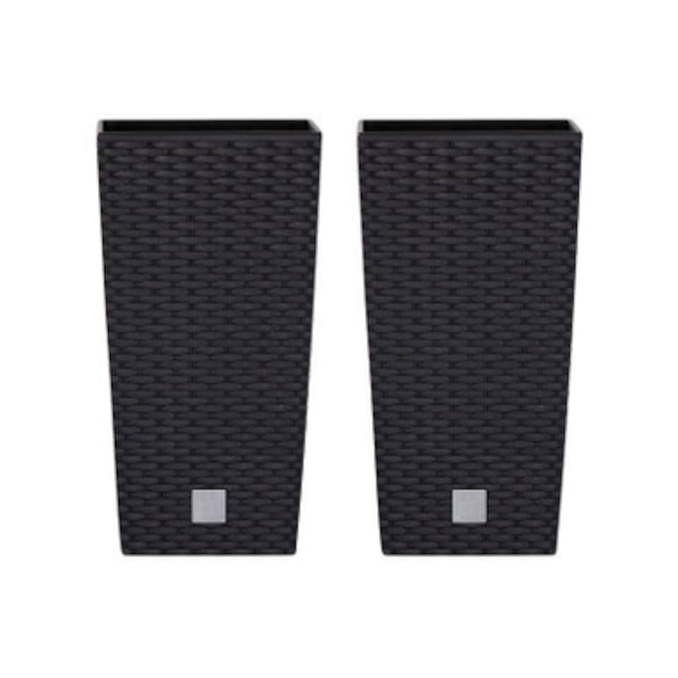 RATO Large Square Flower Pot - 50x26x26cm | Black | Black & Set of 2 | 2