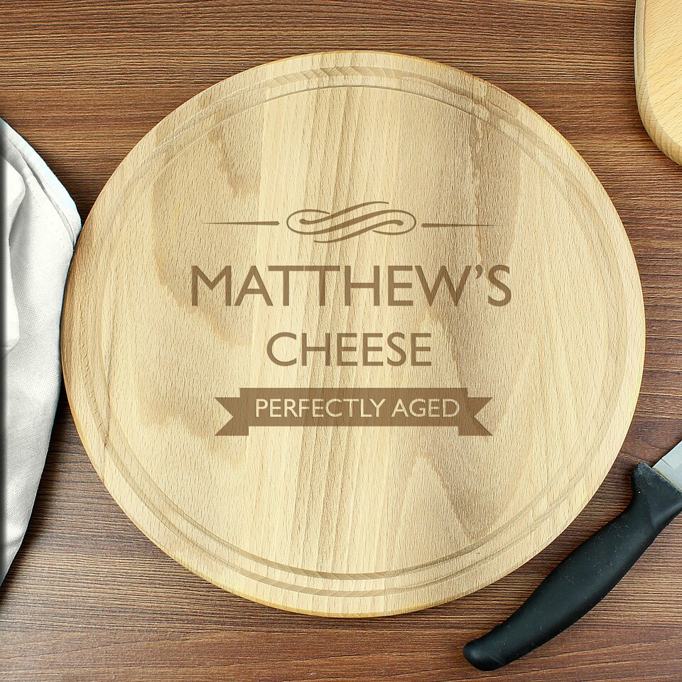image 1 of Personalised Perfectly Aged Round Chopping Board Brown