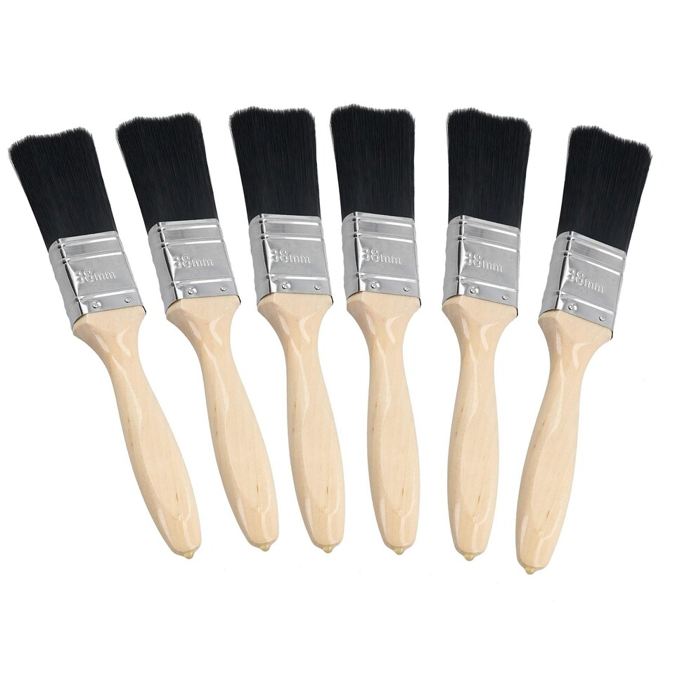 image 1 of 6pc 40mm 1.5" Paint Brush Painters Decorators Decorating With Wooden Handle