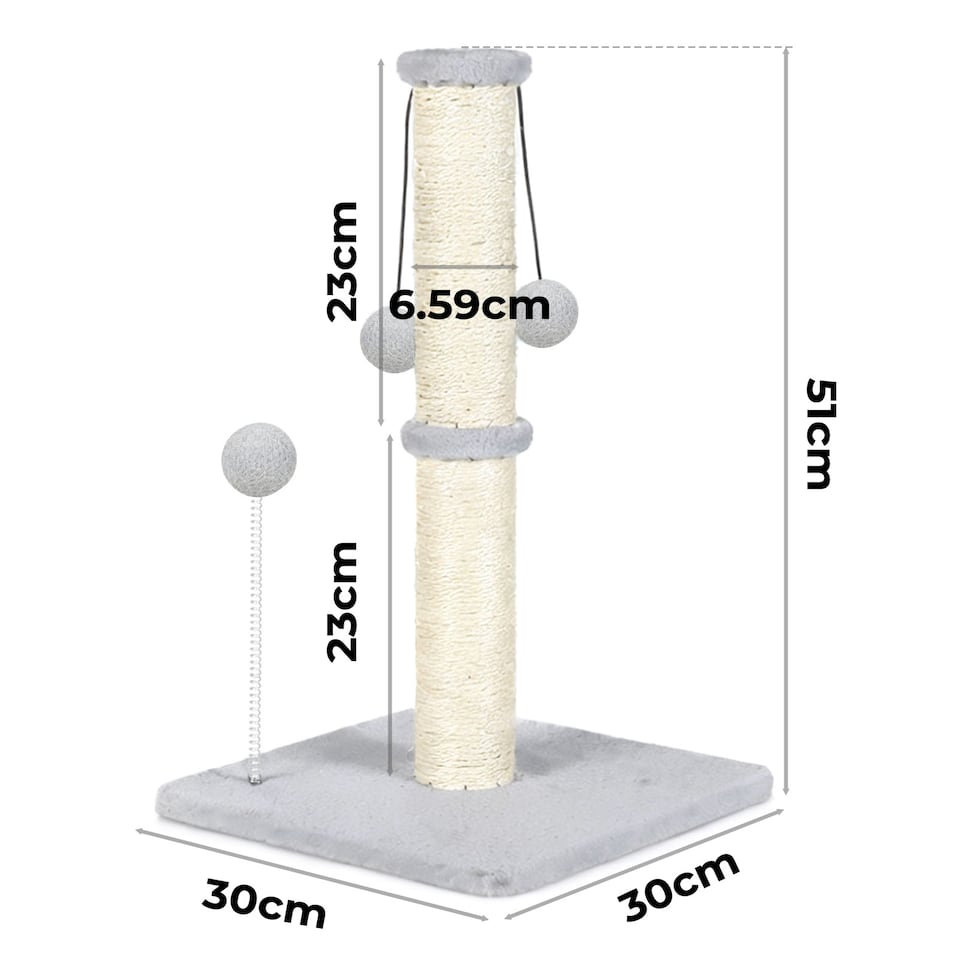 image 1 of Skylos 51cm Cat Scratching Post Natural Sisal Heavy Duty Base with Toy Ball