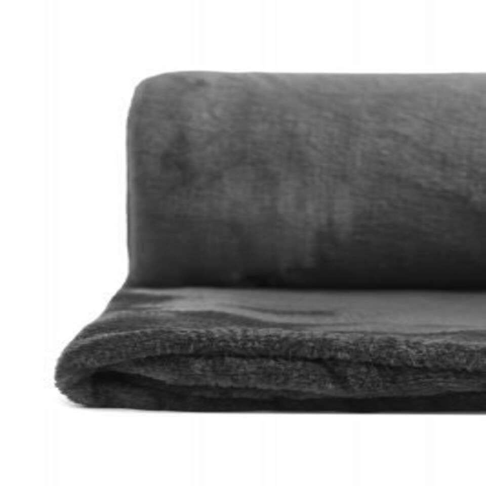 image 1 of Plush Collection Flannel Fleece Super Soft Throw in Charcoal (55" x 71") Grey | Grey