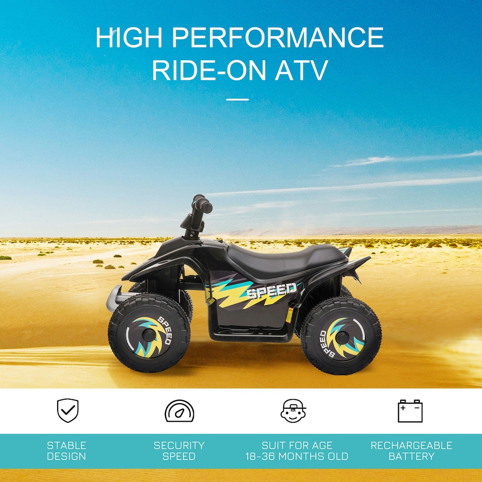 image 1 of HOMCOM 6V Kids Electric Ride on Car for 18-36 Months Toddlers Black