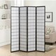 image 2 of Living and Home 4-Panel Solid Wood Folding Divider Screen - Black