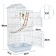 image 3 of Yaheetech 99 cm Tall  Metal Parrot Birdcage w/Swing & Ladder White