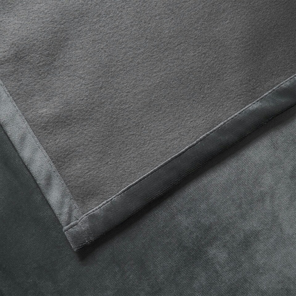 image 1 of OHS Matte Velvet Thermal Lined Eyelet Curtains, 46x72" - Charcoal