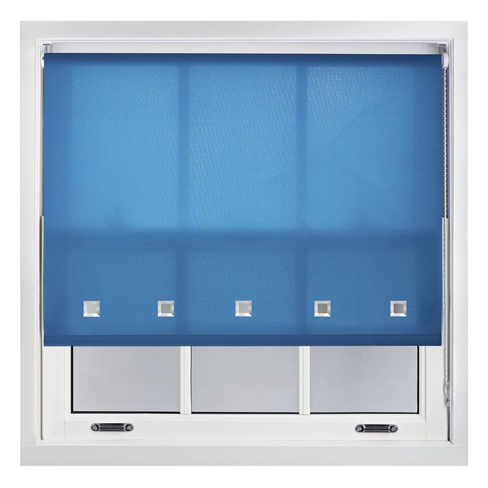 image 1 of FURNISHED Roller Blinds Daylight Square Eyelet Light Filtering Easy Fit Trimmable Window Shade | Blue | Teal