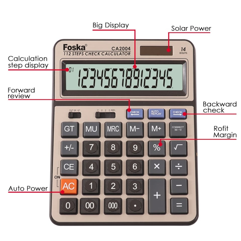 image 1 of Foska Two Way Power 14 Digit Calculator