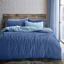 Velosso Teddy Two Tone Fluffy and Warm Fleece Duvet Cover Set Blue | Blue | Super King